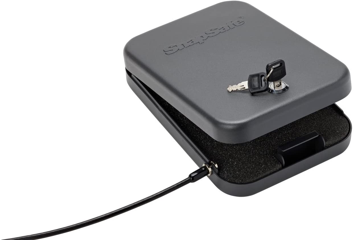 Keyed Lock Box, Portable Steel Handgun Safe & Case