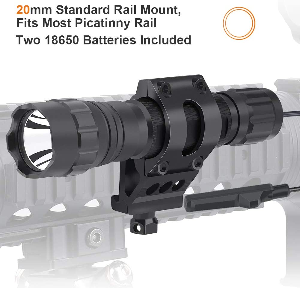 FL11 Tactical Flashlight 1200 Lumen LED Weapon Light with Picatinny Mount,