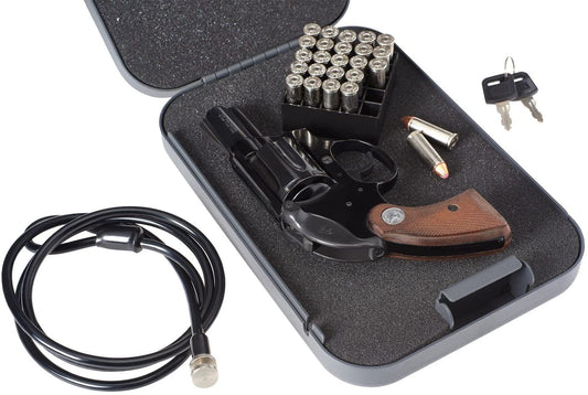 Keyed Lock Box, Portable Steel Handgun Safe & Case